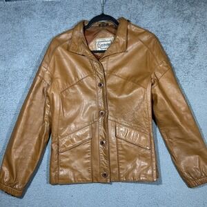 Vintage 90's Casablanca Brown Leather Long Sleeve Jacket Adult Size 13/14 Small